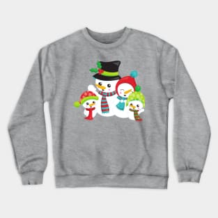 Christmas Snowman, Carrot Nose, Snowman Family Crewneck Sweatshirt